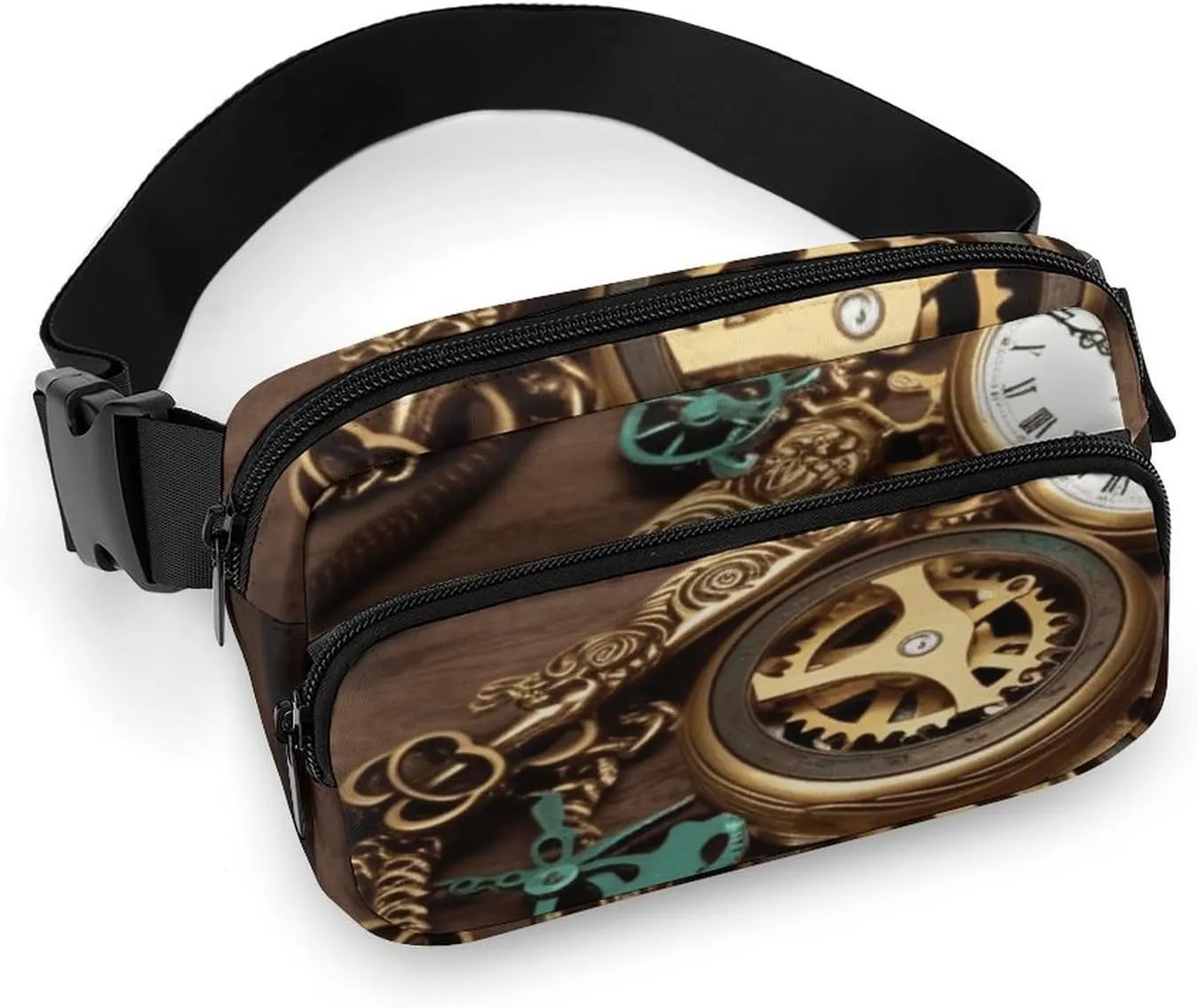 Large-capacity Twill Steampunk per compound arrow implication veto tessellation Watches Keys And Chains Printed Waist Bag, A Must-have Item for Hands-free Travel Fashionable 