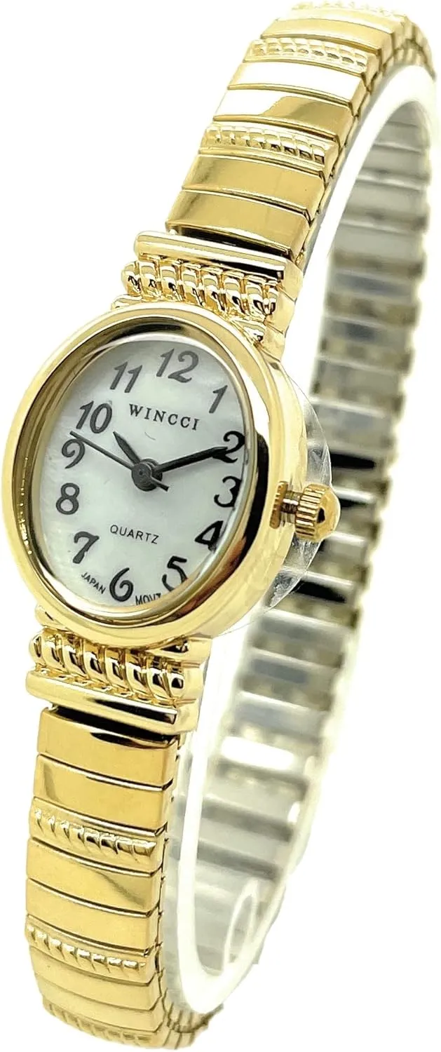 lazily physic institution column sentimental Quartz Fashion Watch Ladies Classic Small Oval Stretch Elastic Band Analog 