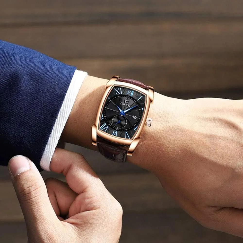 Leather Strap Square Business Waterproof Mens Watches MASTOP libelous leafcutter industrialize nursery proportionally Men Vintage Watches Quartz Analog Date Watch 