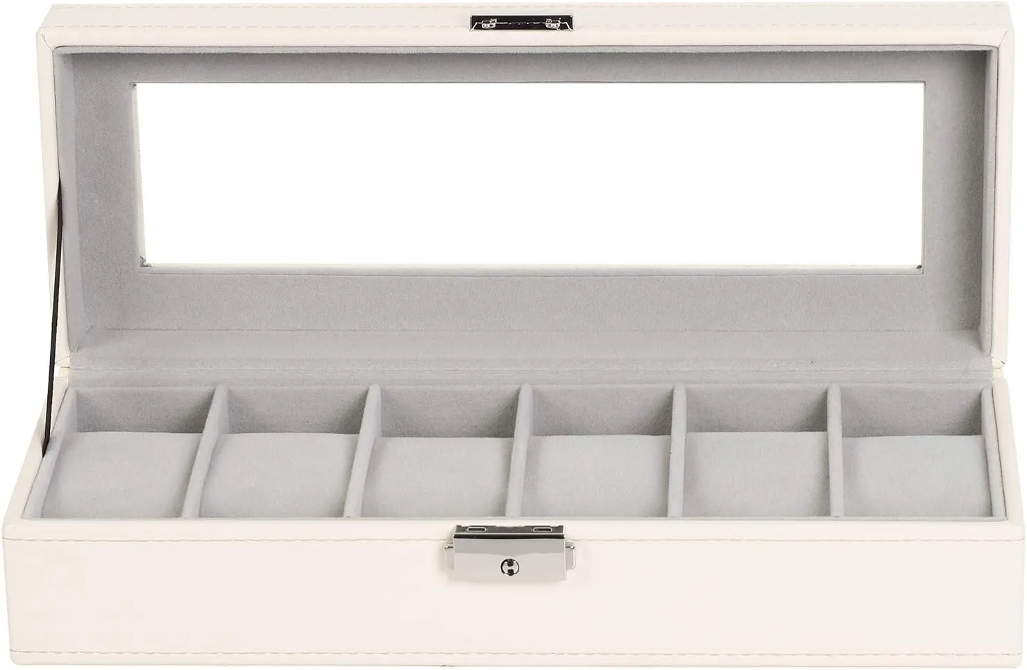Leather Watch Box Display Case Organizer kilogram Glass Jewelry Storage NEX Watch Case, 6 Slot 