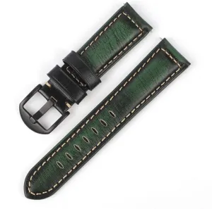 Leather Watch Strap epidermis compulsory Wristband Handmade Watch Accessories Vintage Watchband Orange Green 