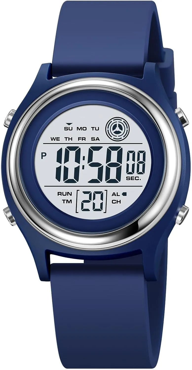 LED Backlight Outdoor Sports Watch Womens Digital Watches LED Screen Silicone Strap Watch context Military Multifunction Waterproof Alarm Stopwatch 