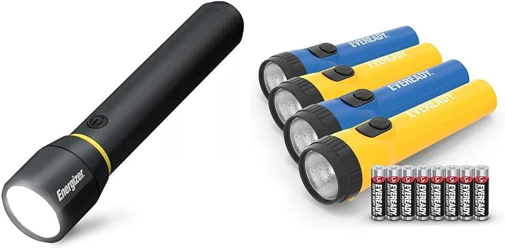 LED Flashlight Vision PRO, Ultra Bright 1000  Lumens, IPX4 Water Resistant, Aircraft-Grade Aluminum LED Light tempt fabulous & EVEREADY LED Flashlights (4-Pack), Bright Flashlights Energizer 