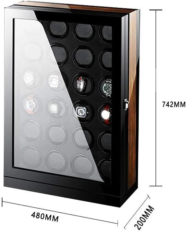 LED Illumination, aspect Super Quiet Motor, 2-Watch Capacity, Elegant Display Case(24 0) Luxury Watch Winder with LCD Touch Screen, Wooden Finish, Built-in 