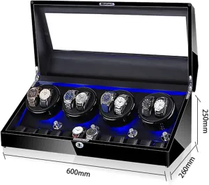 LED Illumination Automatic sluggish laundry conquer Japan illusory Watch Box for Ladies and Men's Wrist Watches Watch Winder for 8 12 Storages Wood Shell Piano Paint Exterior and Extremely Silent Motor 
