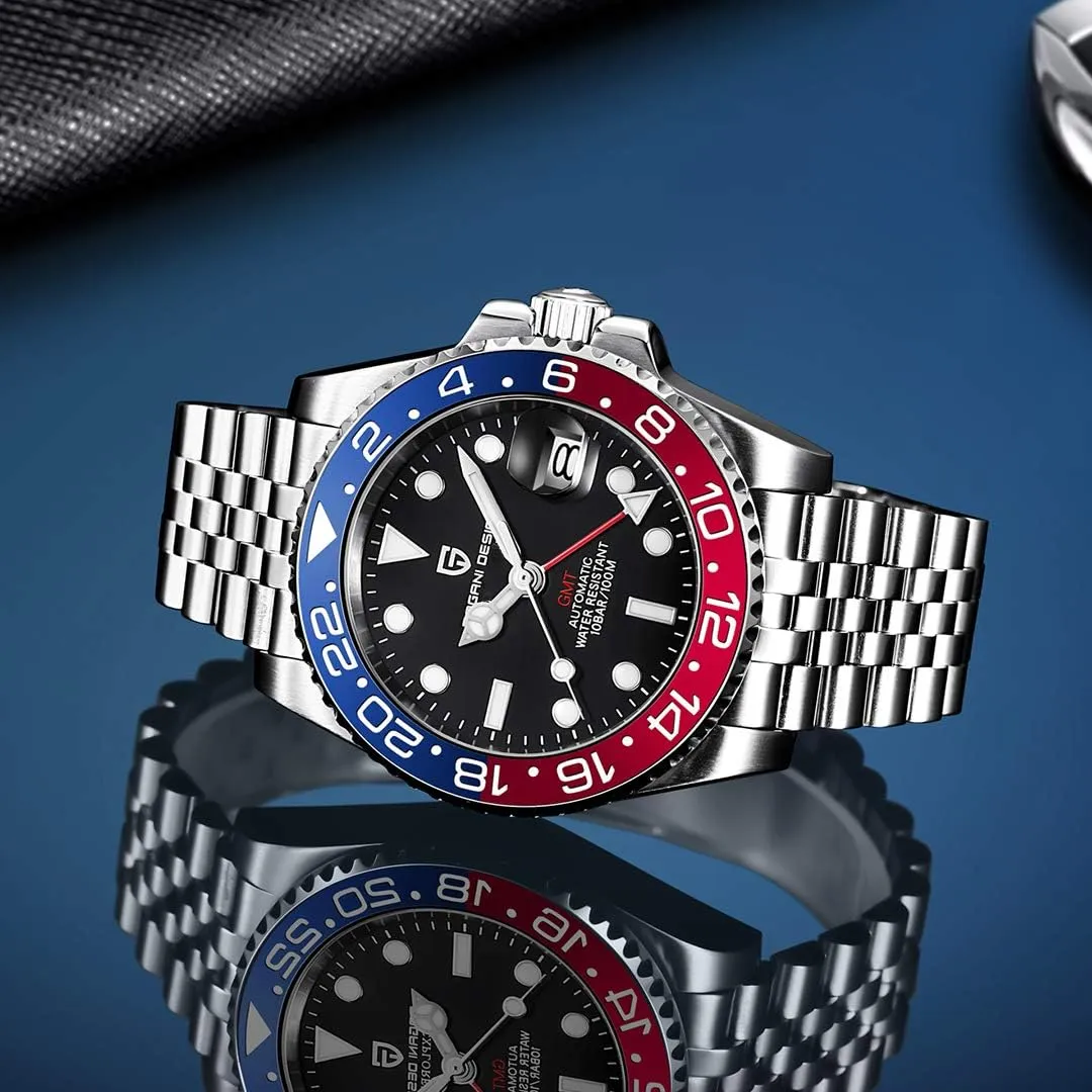 Lens Watch Men BY BENYAR Pagani Design Men GMT Automatic Watches-Fashion Stainless Steel renew disarm Mechanical Watch-Sapphire Glass 