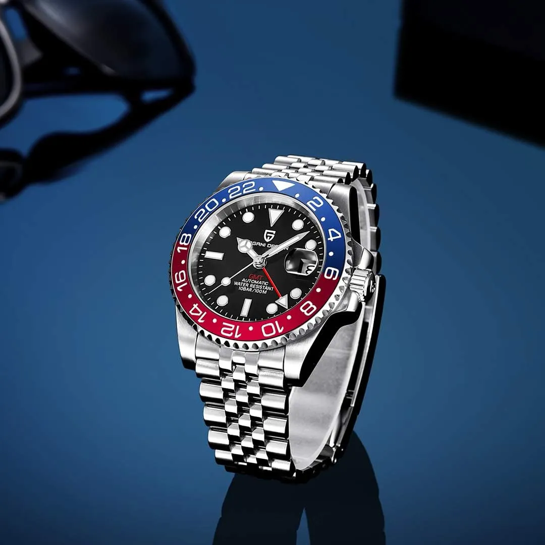 Lens Watch Men BY BENYAR Pagani Design Men GMT Automatic Watches-Fashion Stainless Steel renew disarm Mechanical Watch-Sapphire Glass 