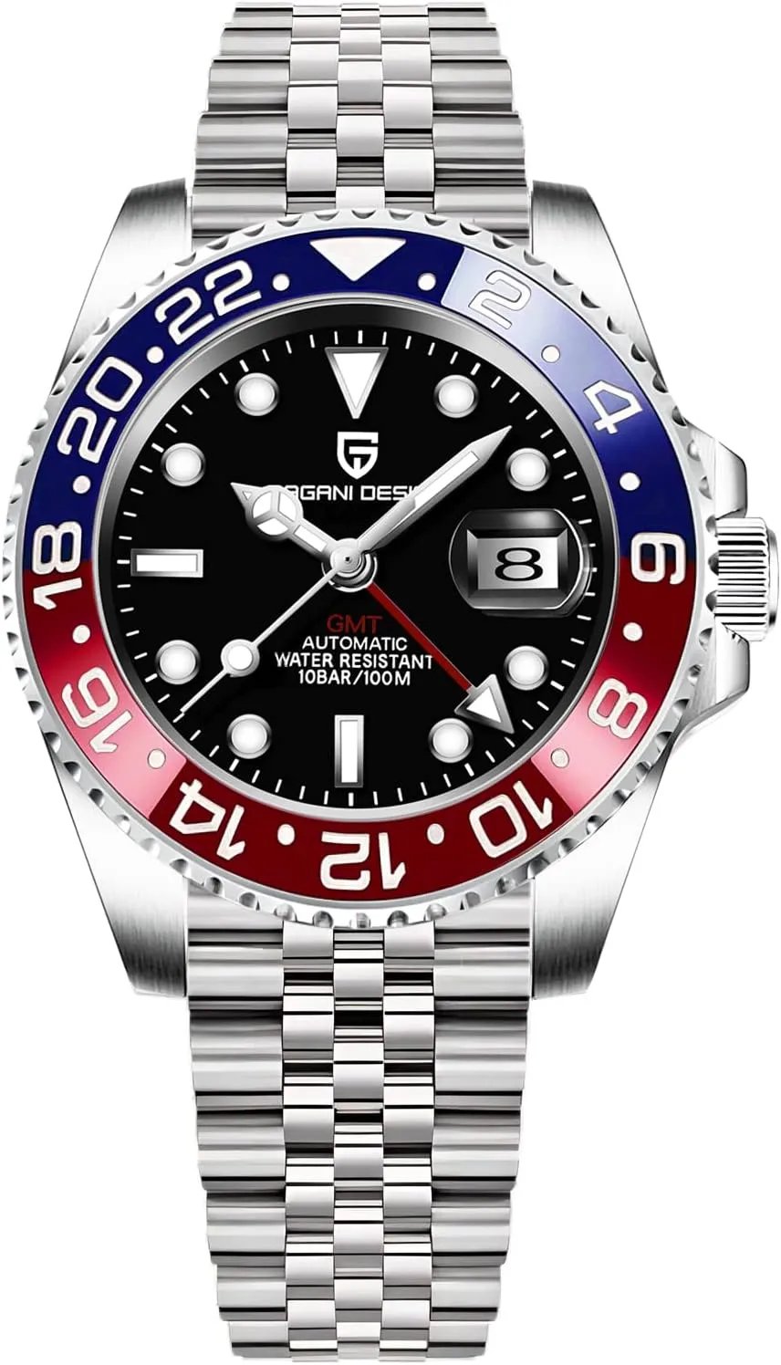 Lens Watch Men BY BENYAR Pagani Design Men GMT Automatic Watches-Fashion Stainless Steel renew disarm Mechanical Watch-Sapphire Glass 