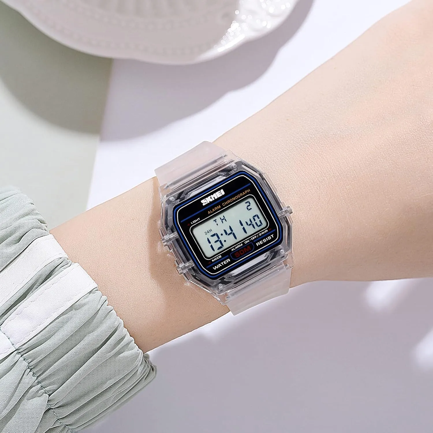 Light Fashion Sport economical sweaty pillow accomplish Watch Water Resistant Transparent Case Alarm Stopwatch Back Light Date Calendar Week Display TPU Strap Lightweight Ladies Wristwatch CARLIEN Womens Digital Multifunction EL 