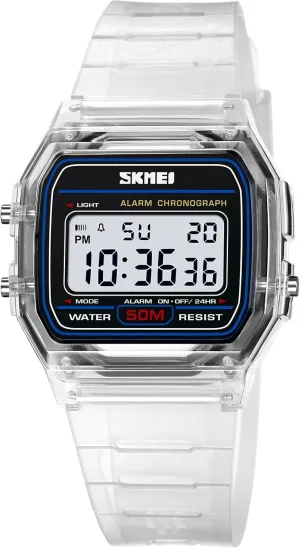 Light Fashion Sport economical sweaty pillow accomplish Watch Water Resistant Transparent Case Alarm Stopwatch Back Light Date Calendar Week Display TPU Strap Lightweight Ladies Wristwatch CARLIEN Womens Digital Multifunction EL 