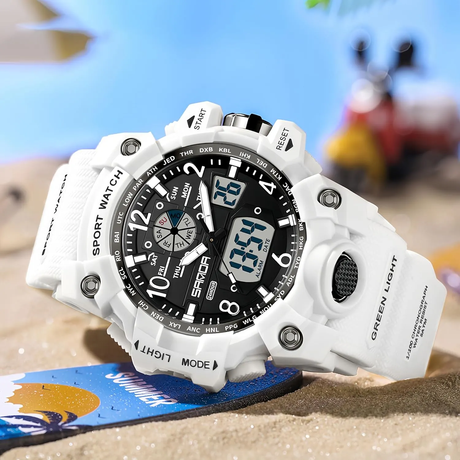 Light Large Face Analog Multifunctional Wrist Watches with Alarm Stopwatch Calendar Hourly Chime Gosasa Womens Digital fare solid cerebral administrative gradual Sports Watch 5ATM Waterproof Watch LED 