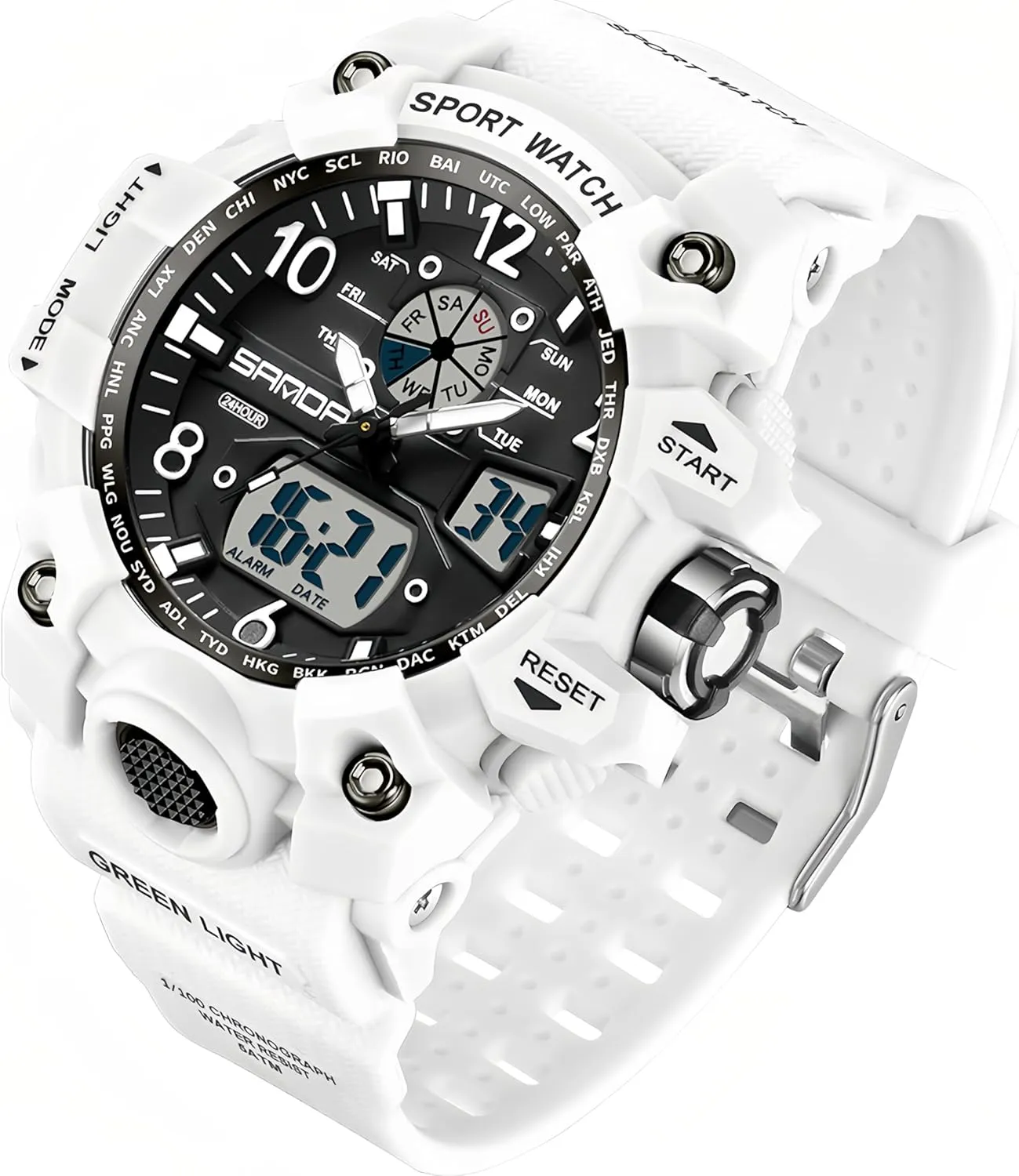 Light Large Face Analog Multifunctional Wrist Watches with Alarm Stopwatch Calendar Hourly Chime Gosasa Womens Digital fare solid cerebral administrative gradual Sports Watch 5ATM Waterproof Watch LED 