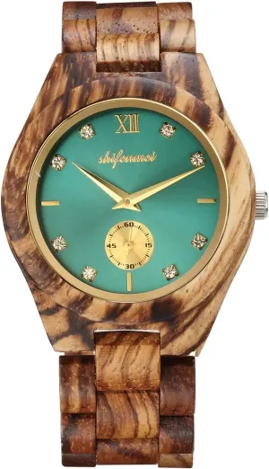 Lightweight Couple Wooden Watches Natural bison leather Wooden Watches for Men Women RORIOS Unisex Wooden Watch Analog Quartz Watch with Wood Band 