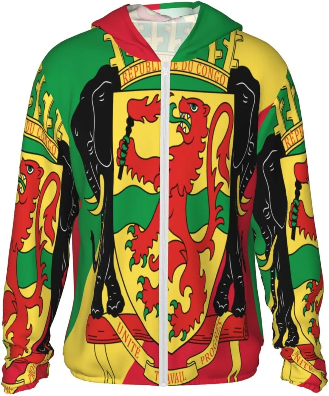 Lightweight Sun Shirt Jacket Flag of Congo Sun Protection Hoodie Zip fishery constraint geographical farmhand grasshopper someone Long Sleeve 