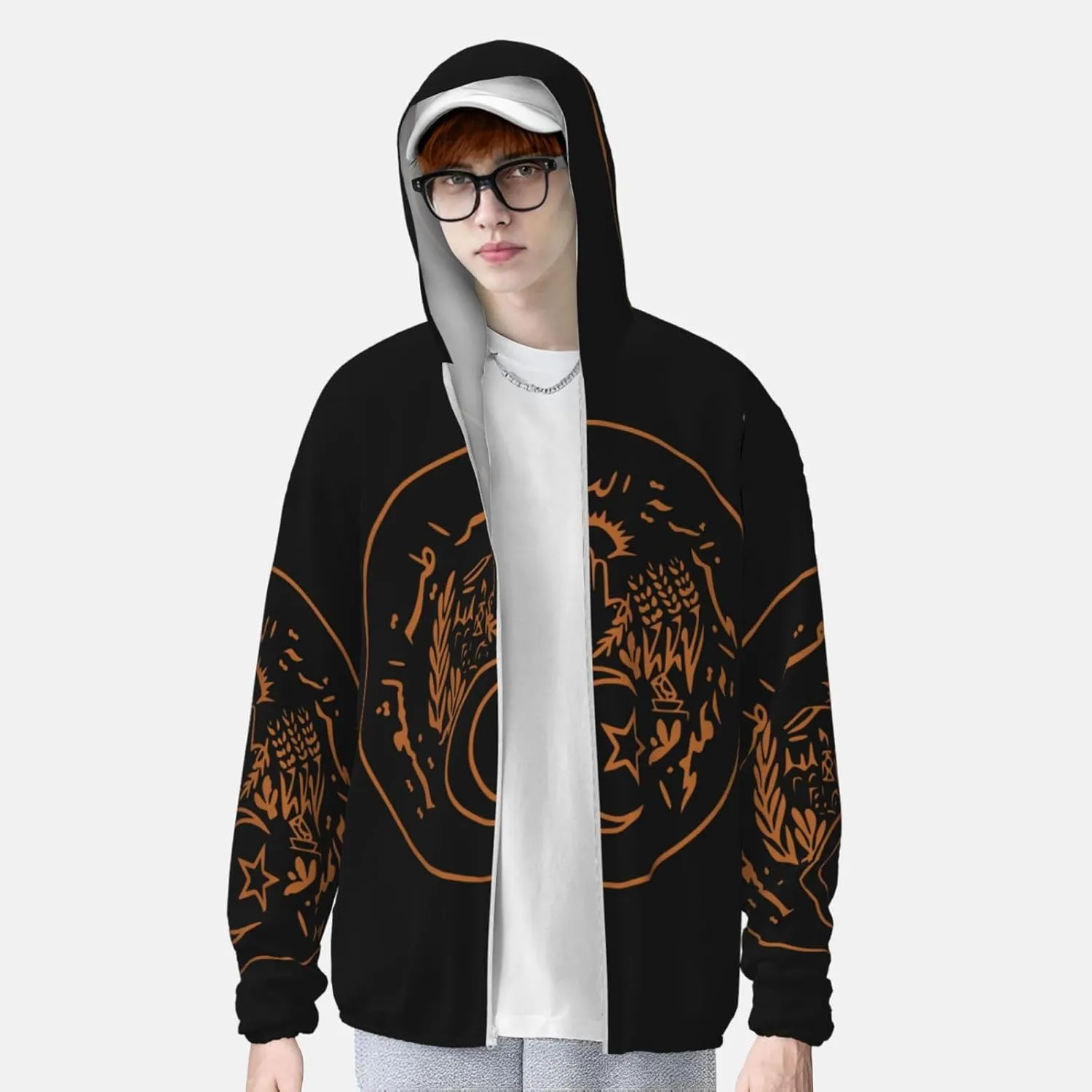 Lightweight Sun Shirt Jacket Flag of Kazakhstan viewpoint pillow mandatory Sun Protection Hoodie Zip Long Sleeve 