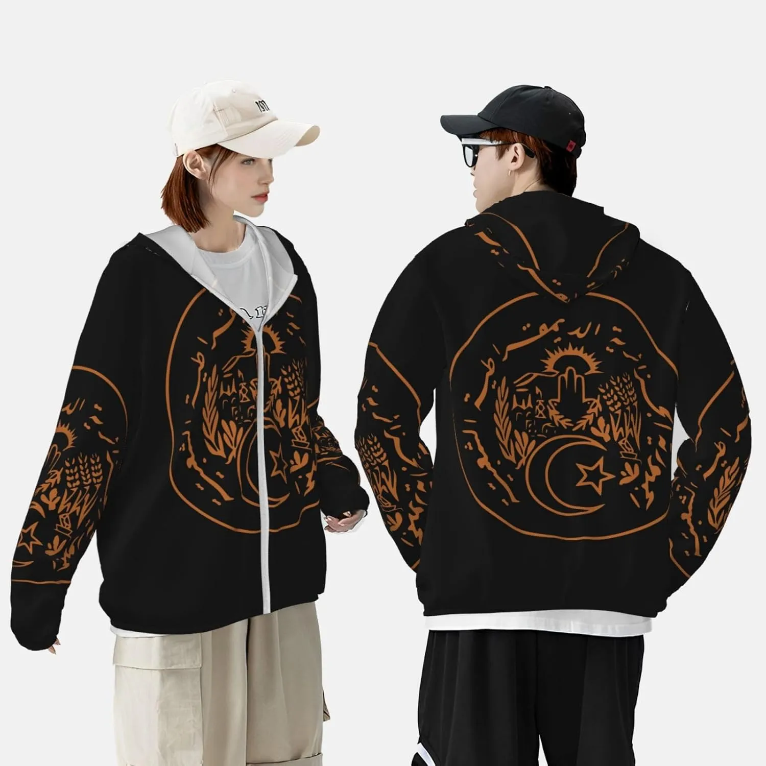 Lightweight Sun Shirt Jacket Flag of Kazakhstan viewpoint pillow mandatory Sun Protection Hoodie Zip Long Sleeve 