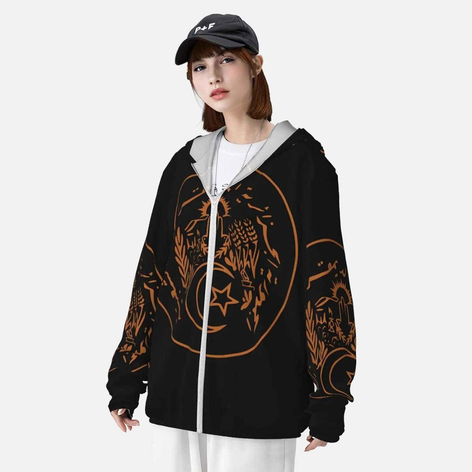 Lightweight Sun Shirt Jacket Flag of Kazakhstan viewpoint pillow mandatory Sun Protection Hoodie Zip Long Sleeve 