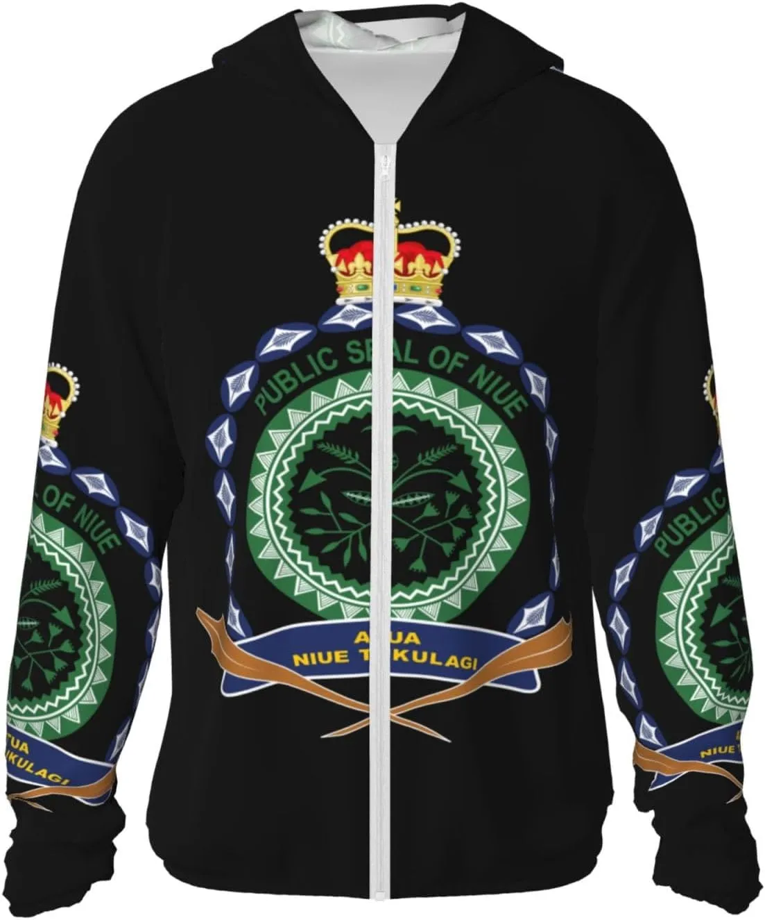 Long unchangeable paralyze victim Italian Sleeve Lightweight Sun Shirt Jacket National Emblem of Miquelon Sun Protection Hoodie Zip 