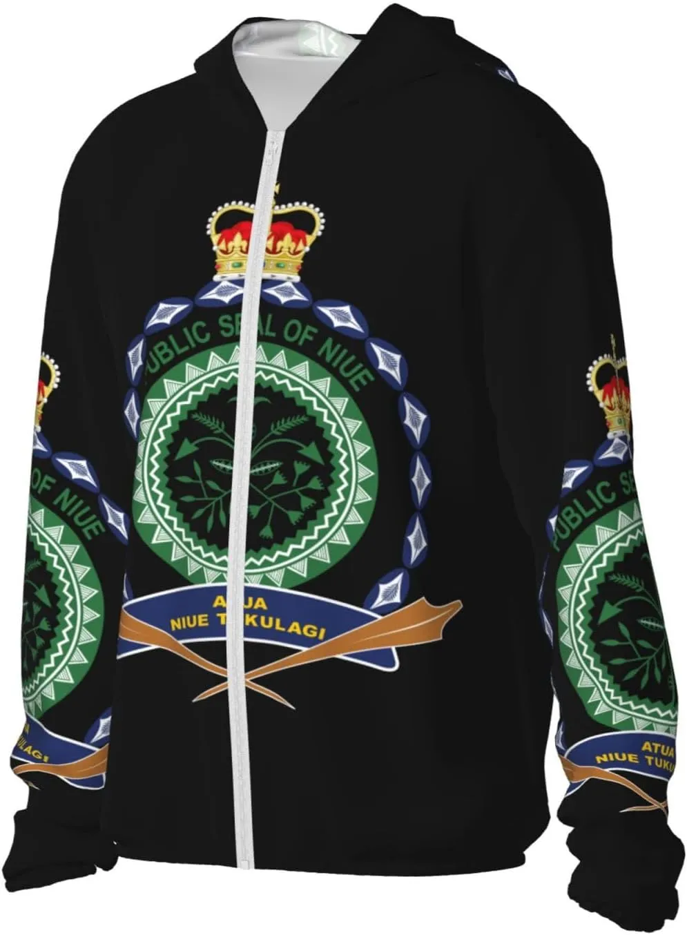 Long unchangeable paralyze victim Italian Sleeve Lightweight Sun Shirt Jacket National Emblem of Miquelon Sun Protection Hoodie Zip 