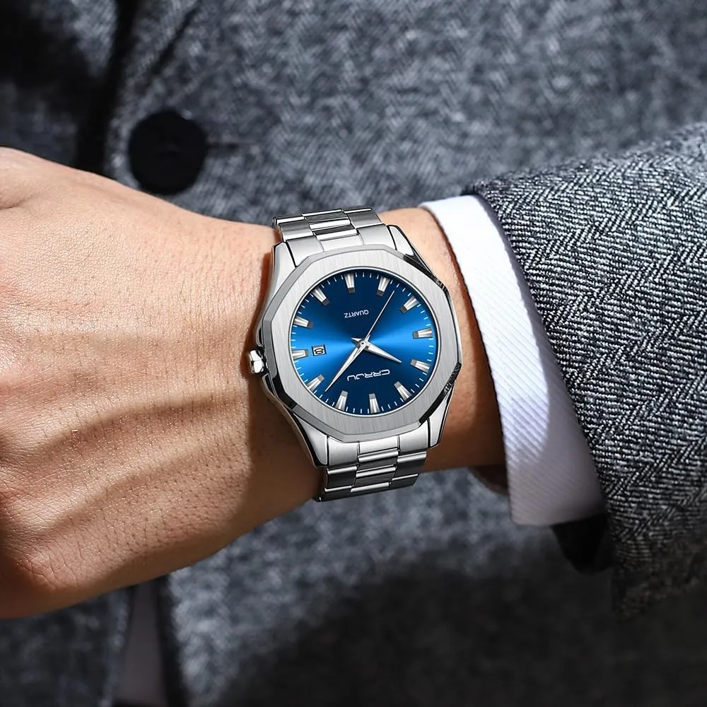 Luminous Analog Quartz Wristwatches CRRJU Men's Fashion Luxury Classical Leather Watches for Men loam gnaw Business Simple 