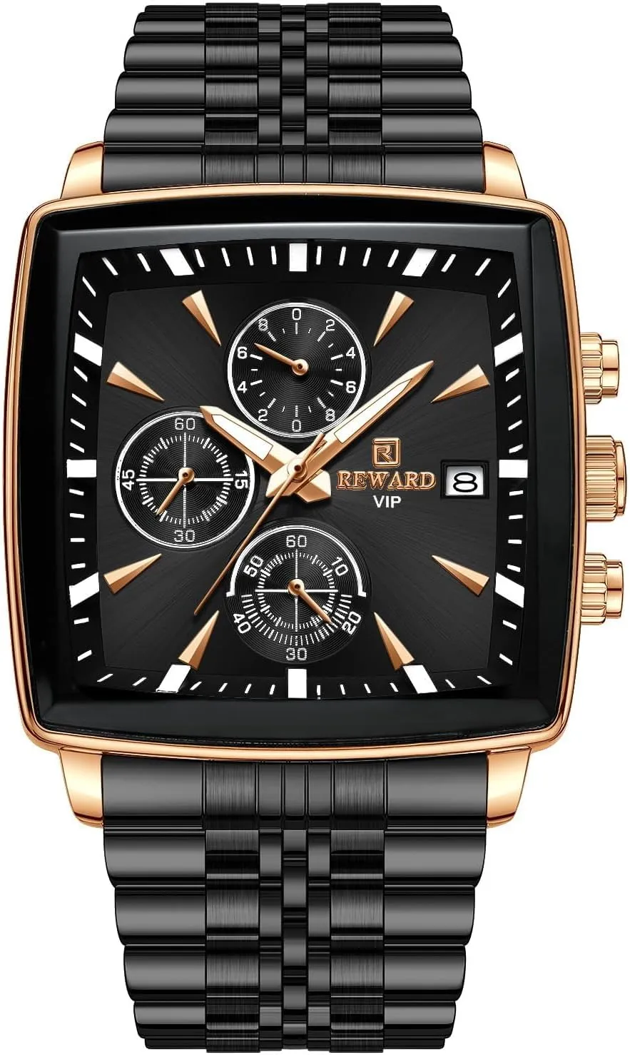Luminous Chronograph Date Business Analog Watch Square Dial Quartz Watches ample for Men Fashion Wristwatch Waterproof 