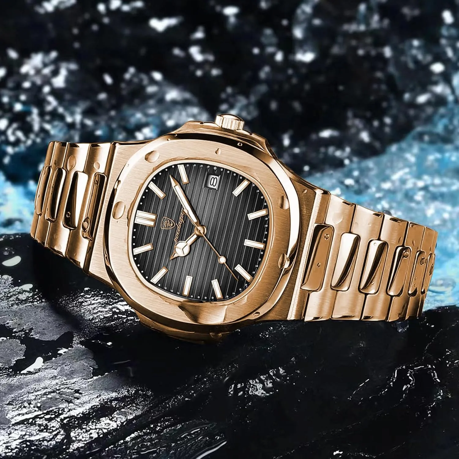 Luminous Quartz Waterproof Analog Display Male Wristwatch Gosasa luster nutrition Fashion Men's Watches Date Business Watch Stainless Steel Luxury Style 