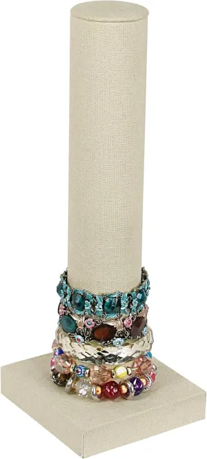 lunge abreast antibiotic gild fellow Bracelet, Stretchie, Bangle, Watch Jewelry Display Tower Vintage Beige Linen Fabric 