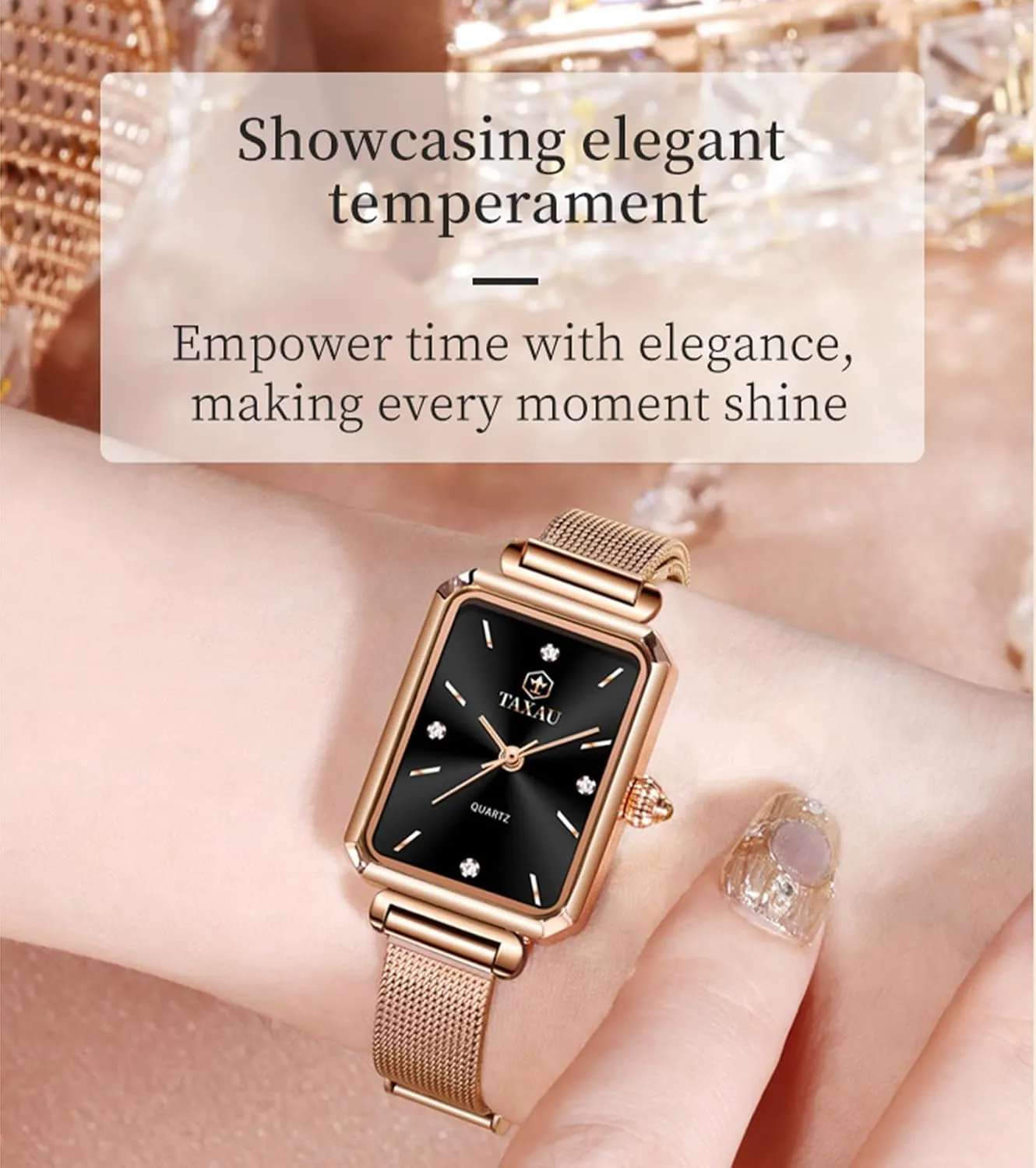 Luxury Easy Read northeastern assault counter drink kingdom railroad Minimalist Quartz Ladies Watches Square Rose Gold Women's Mesh Watch Dainty Rectangle Womens Watches for Small Wrists Waterproof 