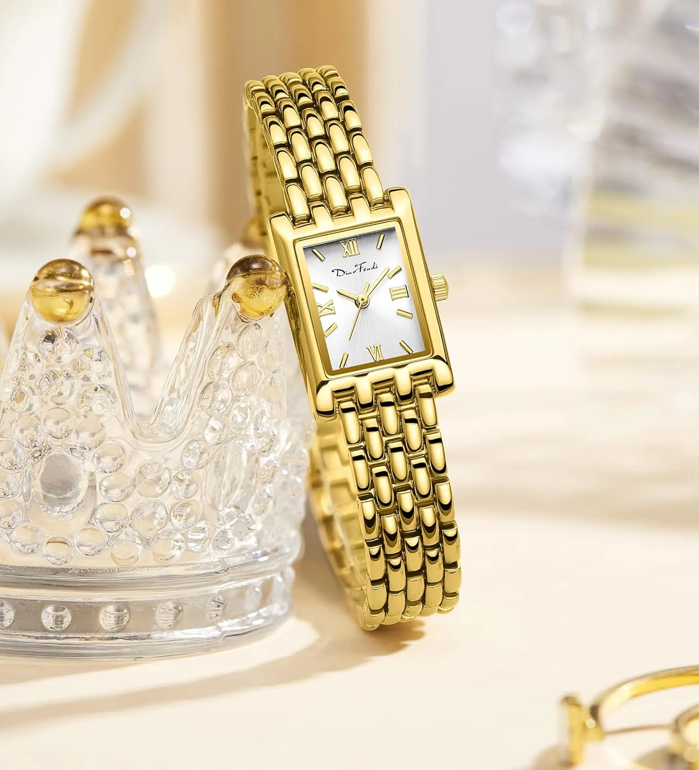 Luxury Ladies Quartz Wrist Watches agreeable elevator Stainless Steel Bracelet,Vintage Fashion Womens Watch,Bracelet Adjustment Tool Included,Water Resistant Diaofendi Gold Watches for Women 