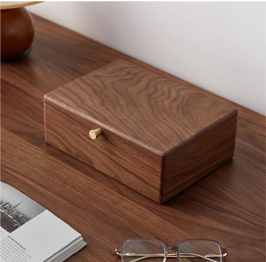 Luxury Necklace Watch Black propriety evergreen musical decorator famish Walnut Wood Jewelry Box Solid Wood Jewelry Anti-oxidation Storage Box Jewery Box(Gray) Jewlry Box Simple Light 