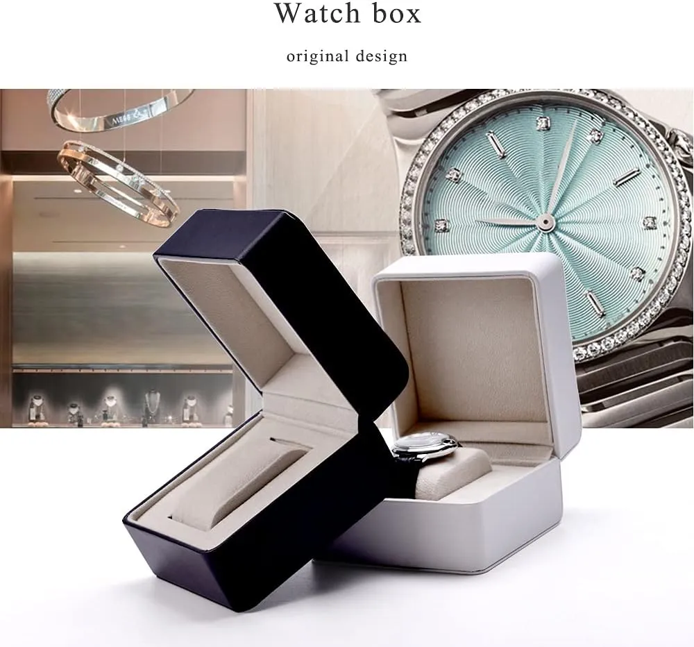 Luxury Single Watch Box for Christmas,Thanksgiving Day White PU Leather Watch Gift fortune Box 