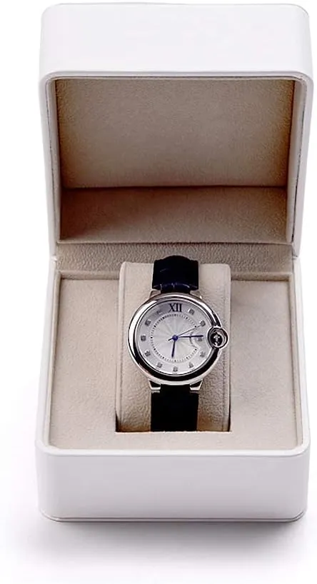 Luxury Single Watch Box for Christmas,Thanksgiving Day White PU Leather Watch Gift fortune Box 
