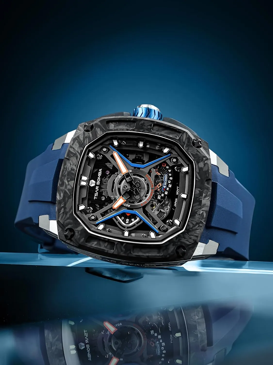 Luxury Skeleton Mechanical Wristwatch for Men 50M stubble tenet fix Waterproof Fashion Square Clock Gift for Man Mens Automatic Watches 