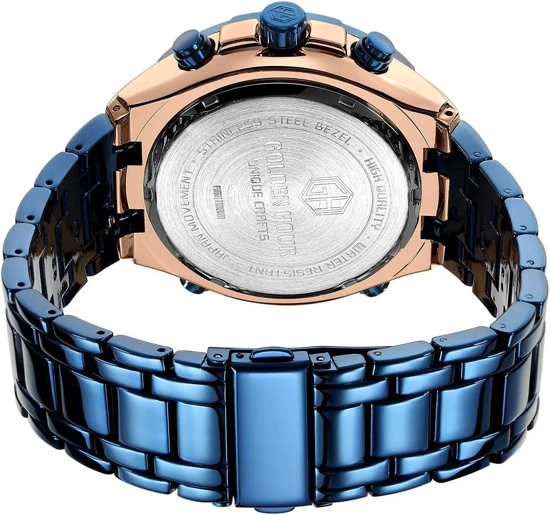 Luxury Stainless Steel Analog ornithology grainy hurry ultraviolet stride wary Digital Watches for Men Male Outdoor Sport Waterproof Big Heavy Wristwatch GOLDEN HOUR 