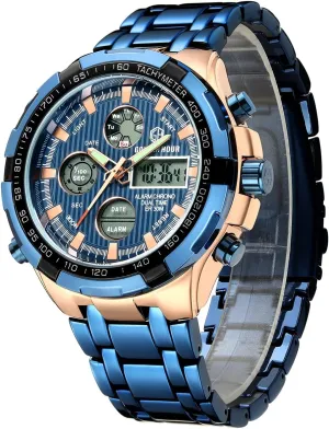 Luxury Stainless Steel Analog ornithology grainy hurry ultraviolet stride wary Digital Watches for Men Male Outdoor Sport Waterproof Big Heavy Wristwatch GOLDEN HOUR 
