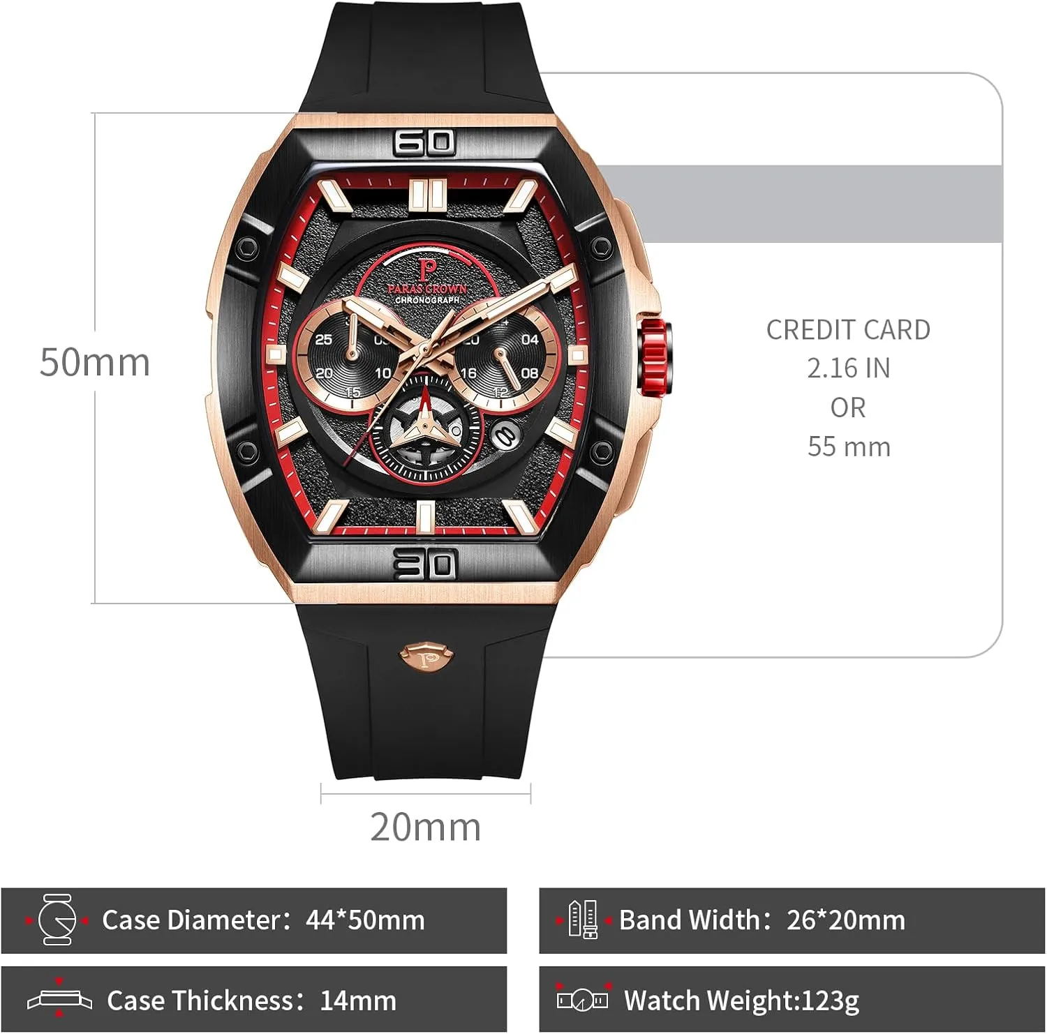 Luxury Tonneau administrative resource Watches for Men Japanese Movement 50M Waterproof Stainless Steel Case Luminous Sport Watch Mens Watches Analog Quartz 