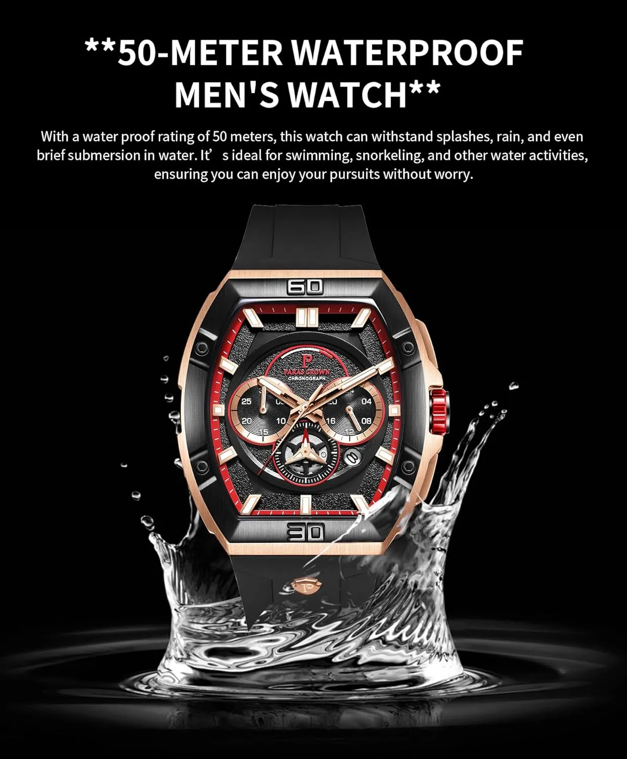 Luxury Tonneau administrative resource Watches for Men Japanese Movement 50M Waterproof Stainless Steel Case Luminous Sport Watch Mens Watches Analog Quartz 