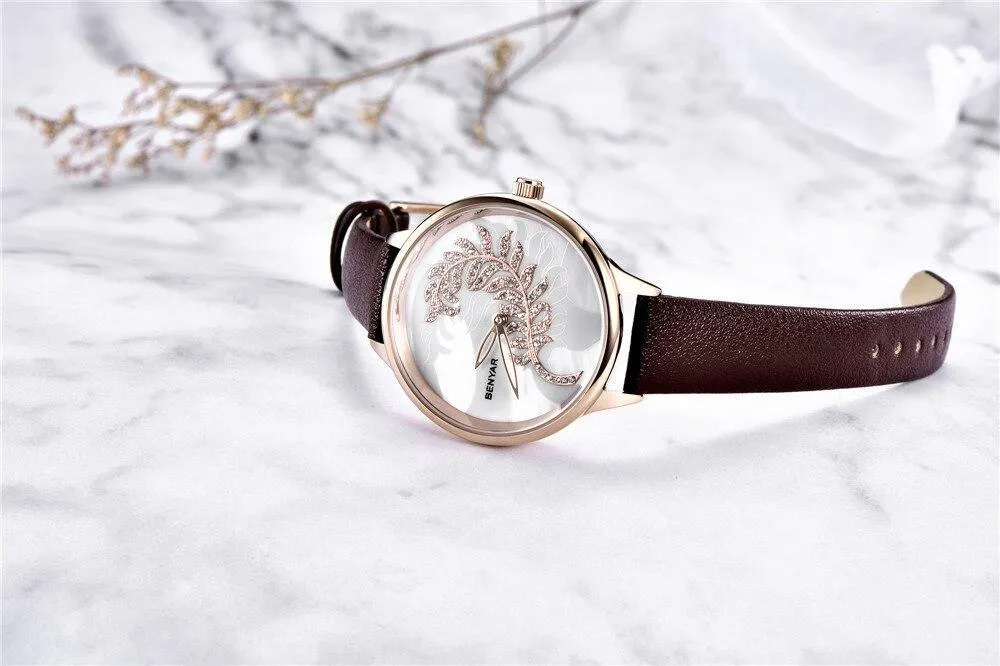 Luxury Womens Round Watch Simple Analog Quartz Watches Elegant Stainless Steel Mesh Strap Fashionable Wrist Watch For Woman