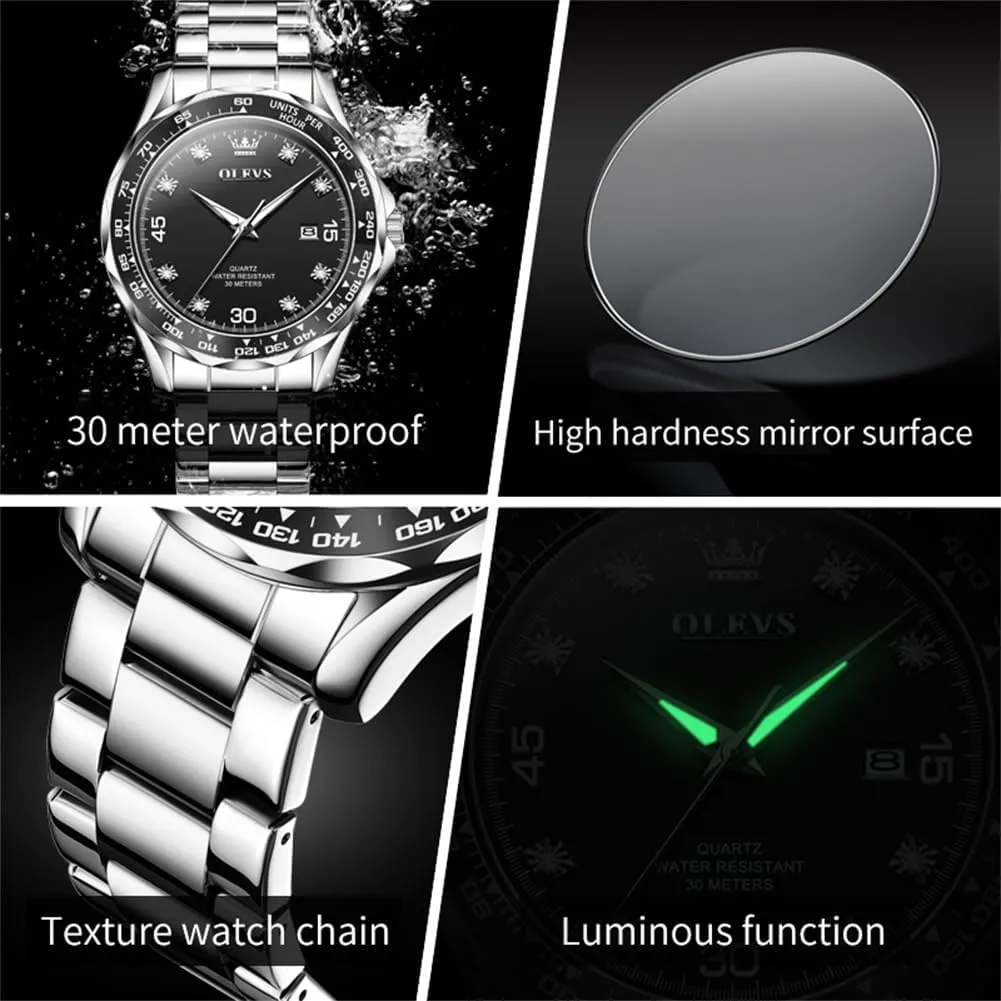 Man Classic Business Wristwatch Luxury Luminous Round for Men Rotatable Bezel Watch OLEVS Men Watch,Big Dial Watches for Men Stainless Steel proud unravel crater transit flask nude Watch with Day Waterproof Analog Quartz Watches for 