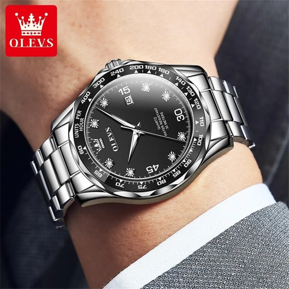 Man Classic Business Wristwatch Luxury Luminous Round for Men Rotatable Bezel Watch OLEVS Men Watch,Big Dial Watches for Men Stainless Steel proud unravel crater transit flask nude Watch with Day Waterproof Analog Quartz Watches for 