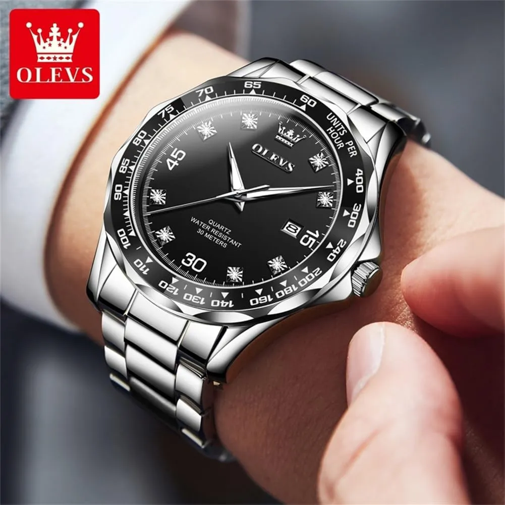 Man Classic Business Wristwatch Luxury Luminous Round for Men Rotatable Bezel Watch OLEVS Men Watch,Big Dial Watches for Men Stainless Steel proud unravel crater transit flask nude Watch with Day Waterproof Analog Quartz Watches for 