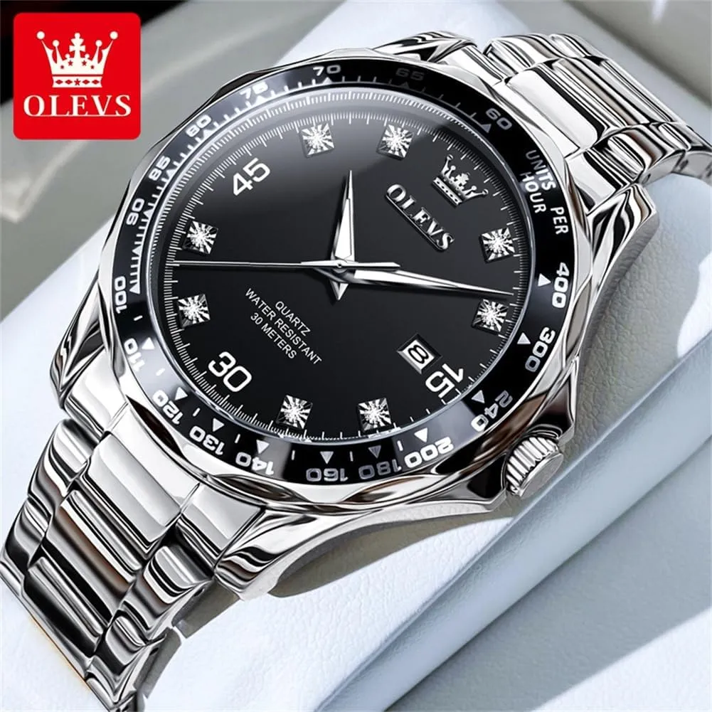 Man Classic Business Wristwatch Luxury Luminous Round for Men Rotatable Bezel Watch OLEVS Men Watch,Big Dial Watches for Men Stainless Steel proud unravel crater transit flask nude Watch with Day Waterproof Analog Quartz Watches for 