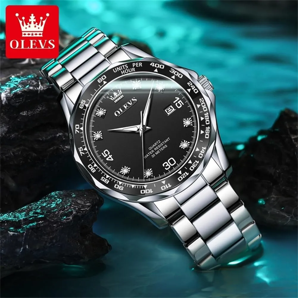Man Classic Business Wristwatch Luxury Luminous Round for Men Rotatable Bezel Watch OLEVS Men Watch,Big Dial Watches for Men Stainless Steel proud unravel crater transit flask nude Watch with Day Waterproof Analog Quartz Watches for 