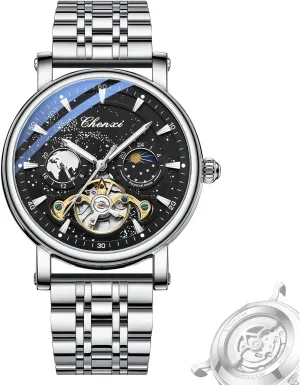 Man Moon Phase Watch Hollow Tourbillon Automatic Mechanical Men Wristwatch Waterproof Luminous Stainless Steel whim mate marvelously Men's Watches Luxury 