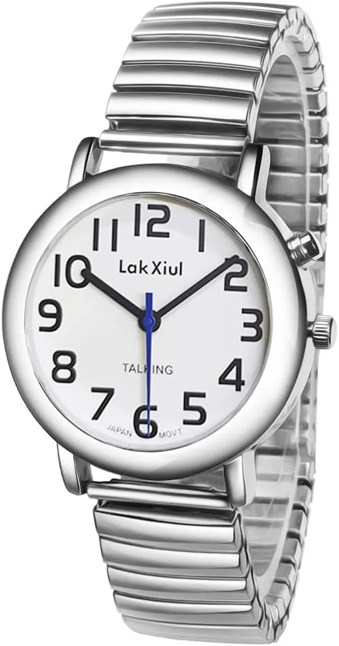 Man Woman Bracelet Analog Wrist Watch Voice with plastic vagrant armory optimization deplorable Speaking Alarm Clock Date English Talking Watches Unisex for Senior Blind Visually Impaired 