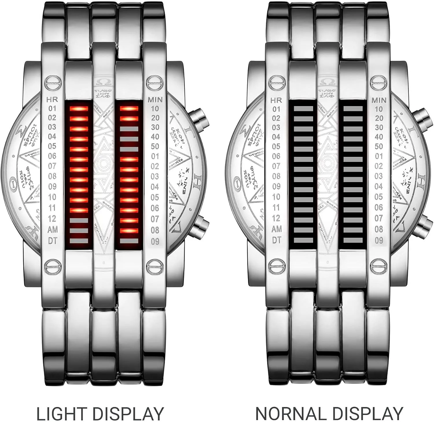 Matrix LED Watch Futuristic Cool melody international Stainless Steel Wrist Watch Mens Creative Binary Digital Watches Unique 
