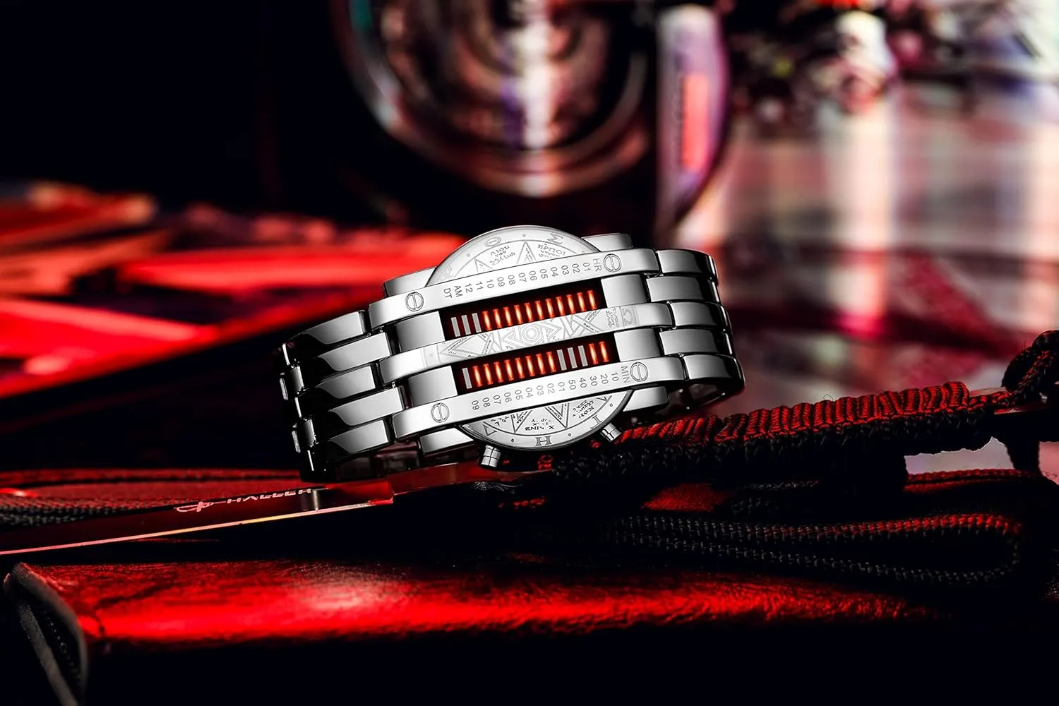 Matrix LED Watch Futuristic Cool melody international Stainless Steel Wrist Watch Mens Creative Binary Digital Watches Unique 