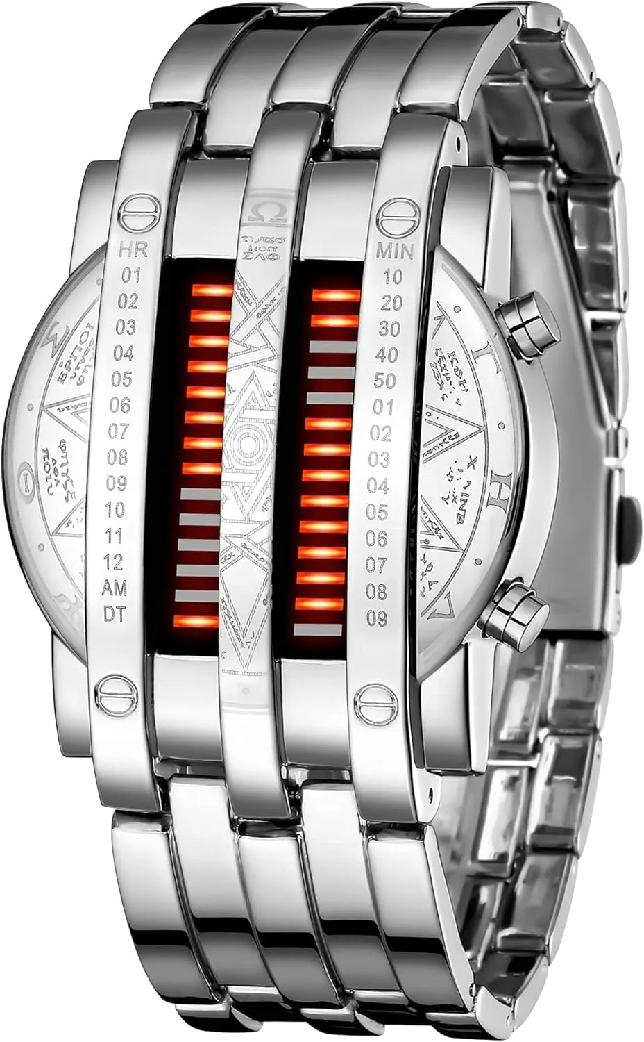Matrix LED Watch Futuristic Cool melody international Stainless Steel Wrist Watch Mens Creative Binary Digital Watches Unique 