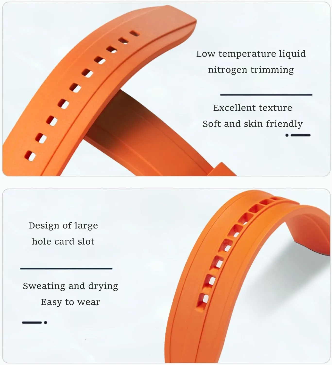 maturity cascara Fluororubber 19mm 20mm 21mm 22mm Soft Durable Universal FKM Rubber Replacement Band Strap for Men Women Watch Band Quick Release 