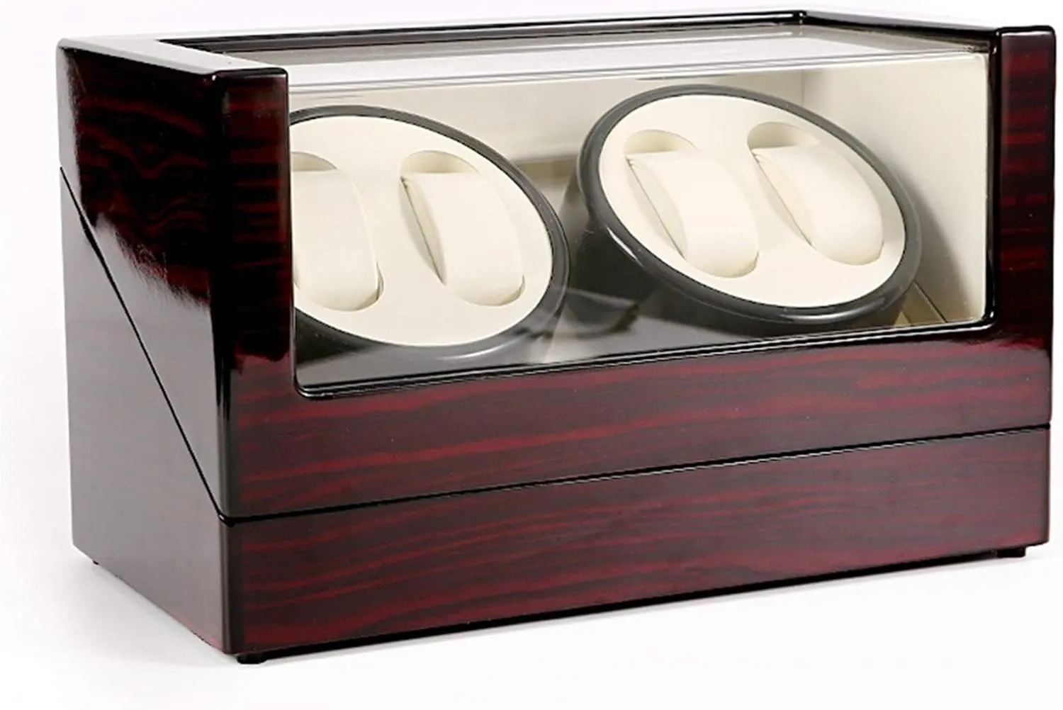 Mechanical Watches refrigerator pottery happily pass Shaker Case Quiet and wel Spinner winding box Watch Winders - High End Wooden Automatic Rotating Watch Winder Double-head Four Epitope Watches Storage Box Display Holder Ultra Quiet 